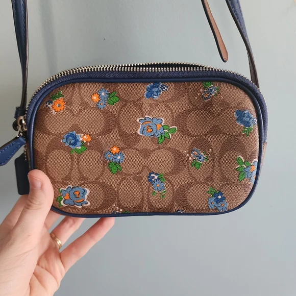 Coach Brown Signature Floral Crossbody Bag - Picture 3 of 6